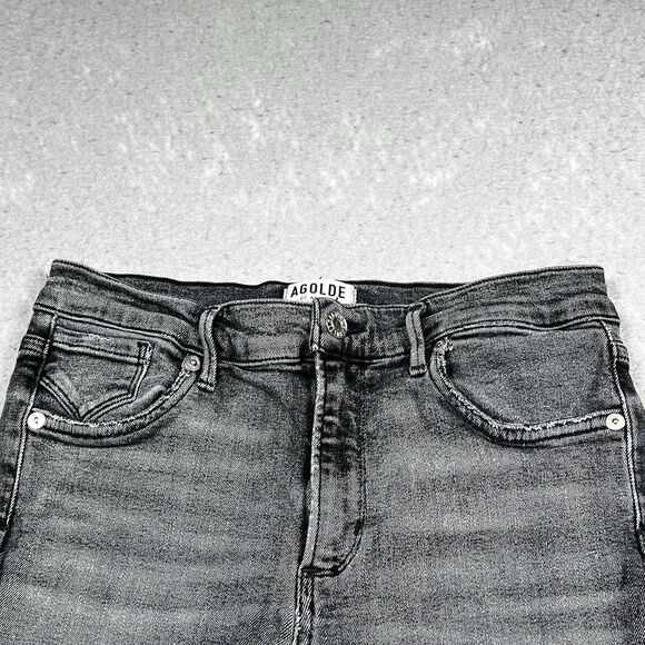 AGOLDE Jean Shorts Women’s 28 Light Denim High Rise Button Fly Cutoff Frayed - Picture 2 of 13